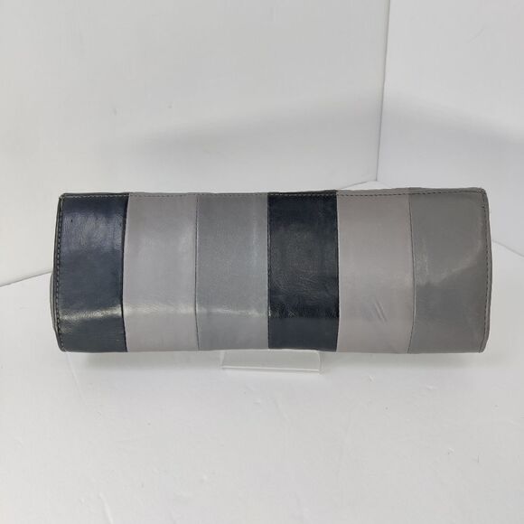 Bonita Clutch Bag Black and Gray Wide Stripe Color Block Wallet - Picture 4 of 8